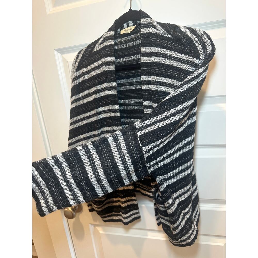 Madewell Black &‎ White Stripe Dolman Sleeve Drapey Cardigan XS/S Oversized - Picture 6 of 9